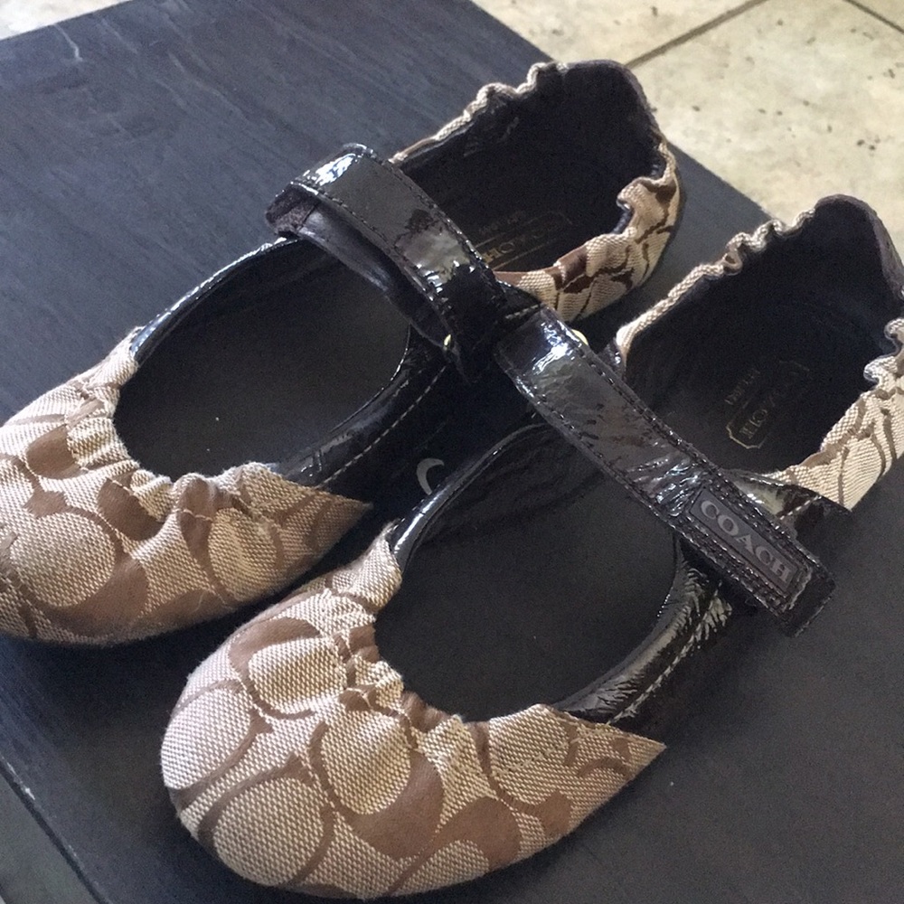 Coach ballet flats with adjustable Velcro straps